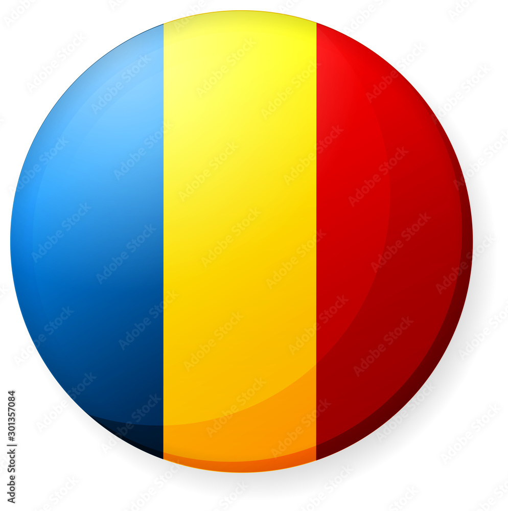 Fototapeta premium Circular country flag icon illustration ( button badge ) / Romania