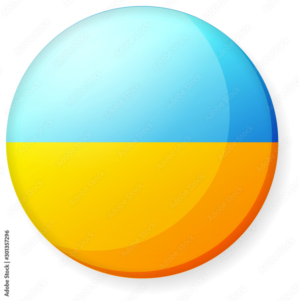 Circular country flag icon illustration ( button badge ) / Ukraine
