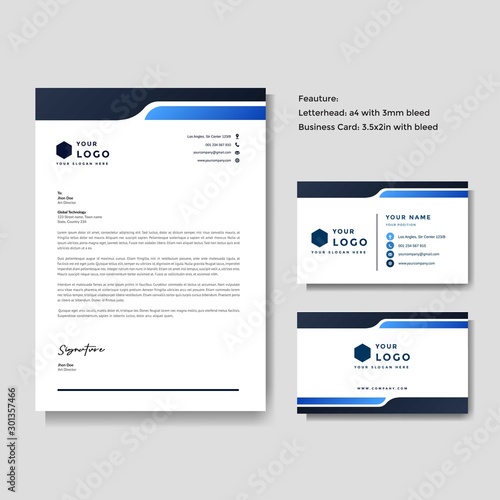Professional creative letterhead and business card vector template