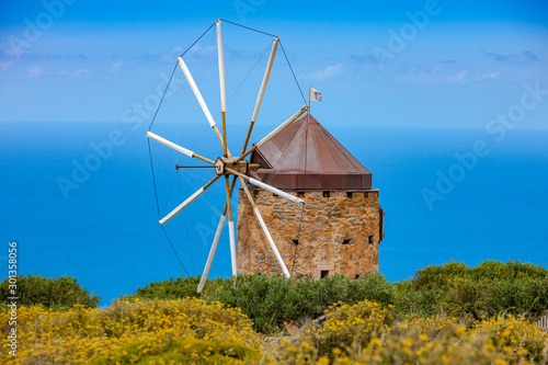Old windmill on the island of Crete, Greece.