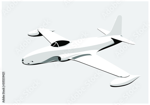 Lockheed P-80 Shooting Star. Fighter jet in the sky. vector image for illustration. Vector template.