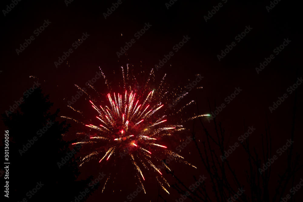 Fototapeta premium ein schönes buntes Feuerwerk zu Silvester