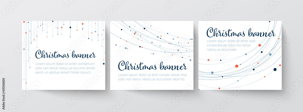 Set of christmas Inline/Medium Rectangle banner templates - obrazy, fototapety, plakaty 
