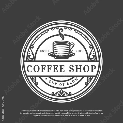vector logo of a classic-style coffee shop