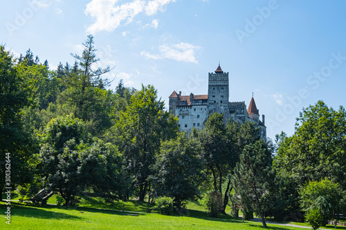 Castle Bran in Romania, Vlad Dracula house, landscape with medieval tower