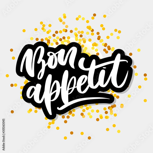 Bon appetit hand drawn lettering. Vector illustration
