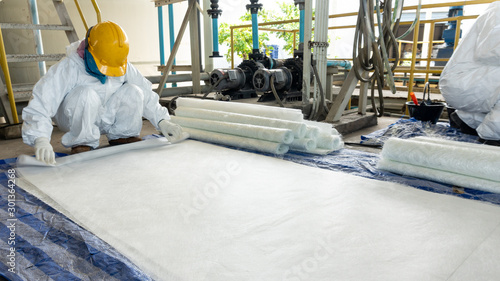 Fotografi glass fiber material prepare for lining coating repair