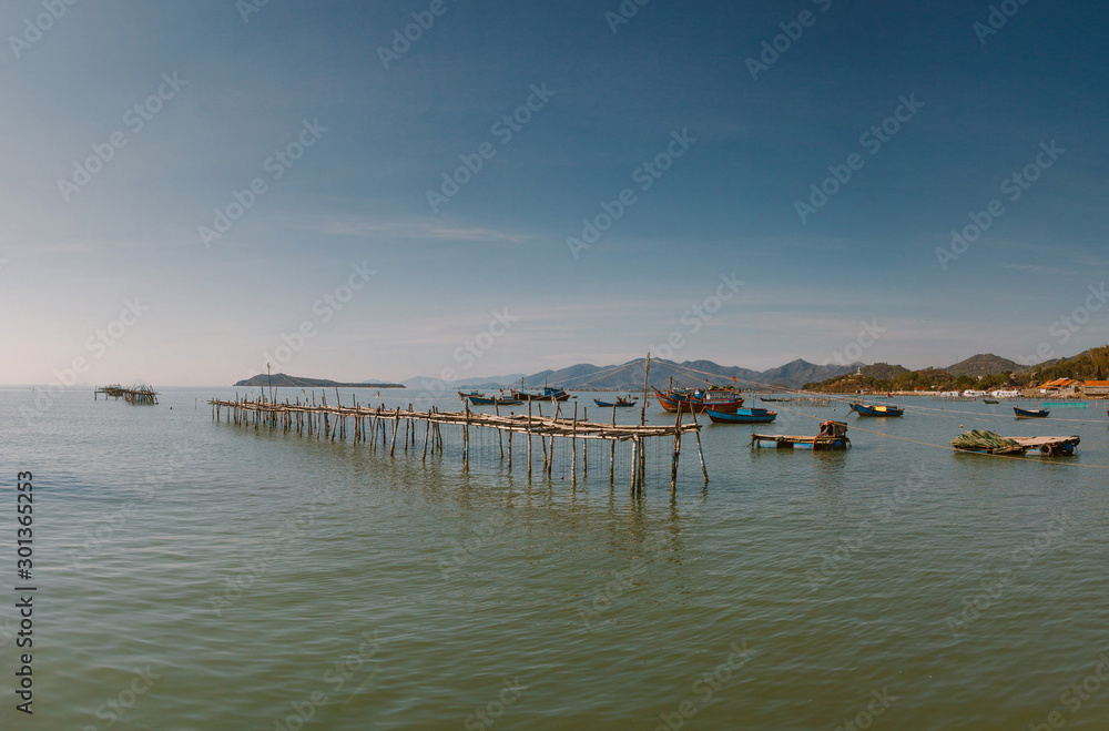 Wooden structures of fishermen on Nha Trang water