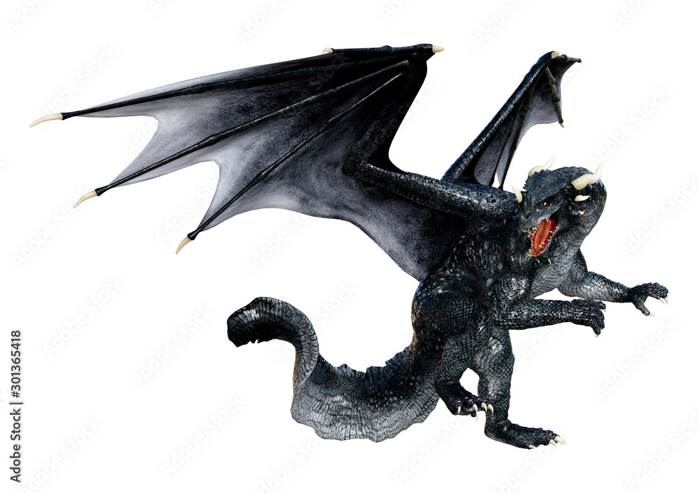 Fototapeta premium 3D Rendering Fairy Tale Dragon on White