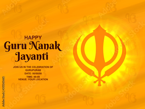poster for Guru Nanak Jayanti or Guru Purab with nice and creative design illustration. Kartik Purnima_Vector, Illustration.