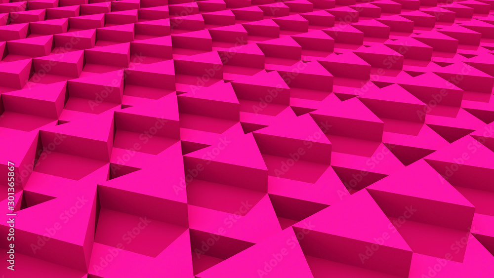 Pink abstract triangle step pattern shape with shade and shadow on surface,3D rendering picture. Pink abstract triangle step pattern shape with shade and shadow on surface,3D rendering picture.