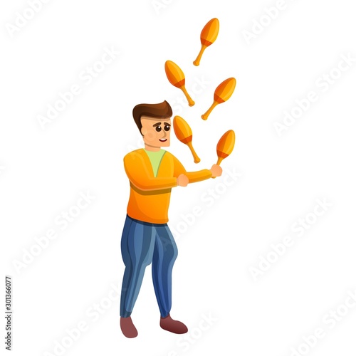 Juggler icon. Cartoon of juggler vector icon for web design isolated on white background