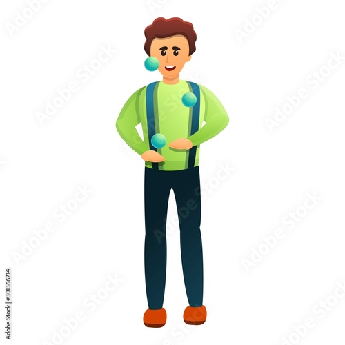 Jolly juggler icon. Cartoon of jolly juggler vector icon for web design isolated on white background