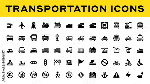 All Transport, Transportation Vector Icons. Transportation Illustrations Flat Isolated Stock Vectors