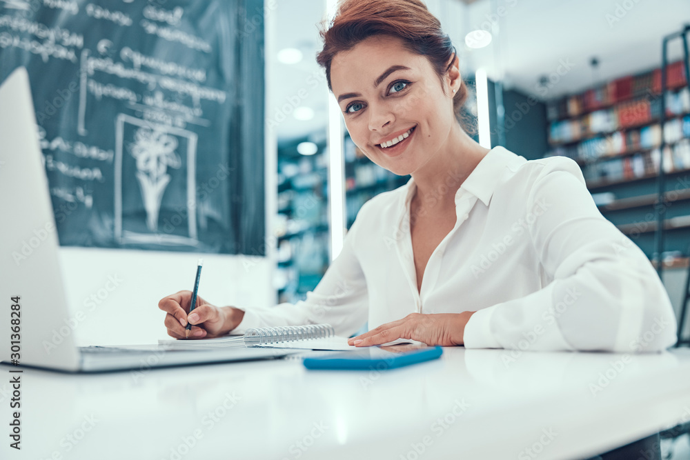 Feeling good while working in the office stock photo Feeling good while working in the office stock photo