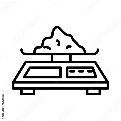 Earth heap on scales or weigher isolated linear icon