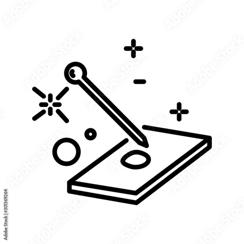 Clinic lab research, blood sample test and analysis isolated line icon