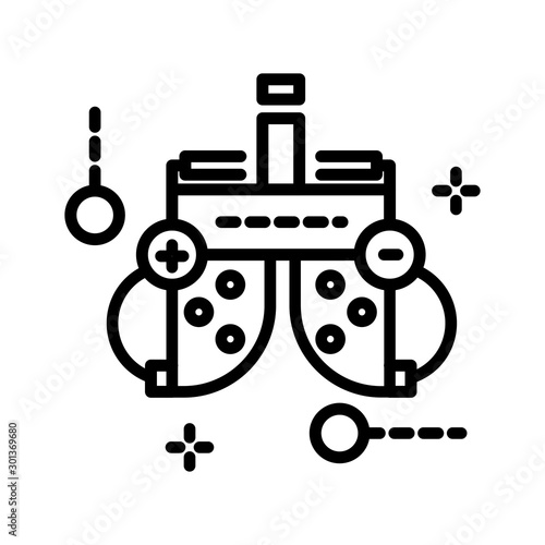 Ophthalmology clinic equipment, optometrist office equipment isolated line icon