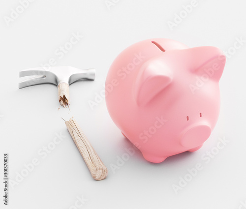 Pink piggy bank, savings co...