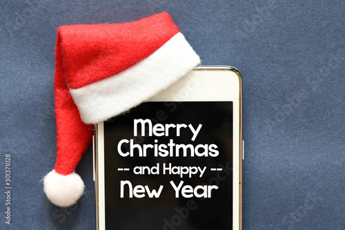 Merry Christmas and Happy New Year text concept