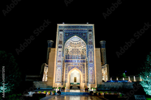 Samarkand, Uzbekistan : Gur-e-Amir mauseoleum by night photo