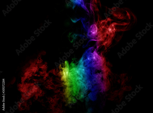 Abstract smoke isolated on black background,Rainbow powder © sirawut