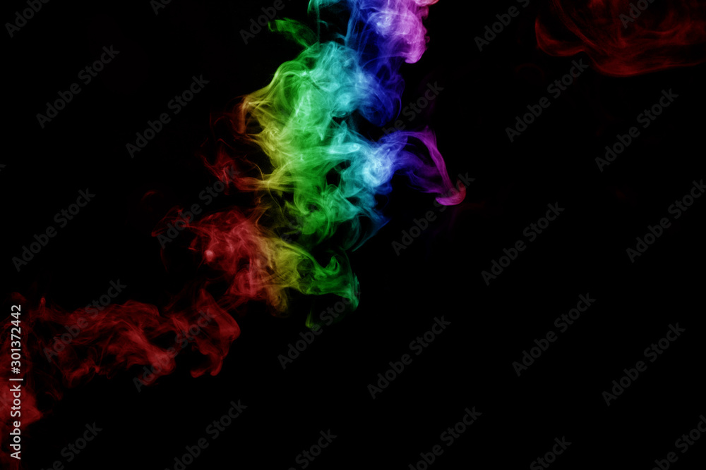 Abstract smoke isolated on black background,Rainbow powder Abstract smoke isolated on black background,Rainbow powder