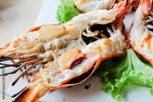 Fototapeta Naklejka Na Ścianę i Meble -  Grilled Giant River Prawn famous Thai food
