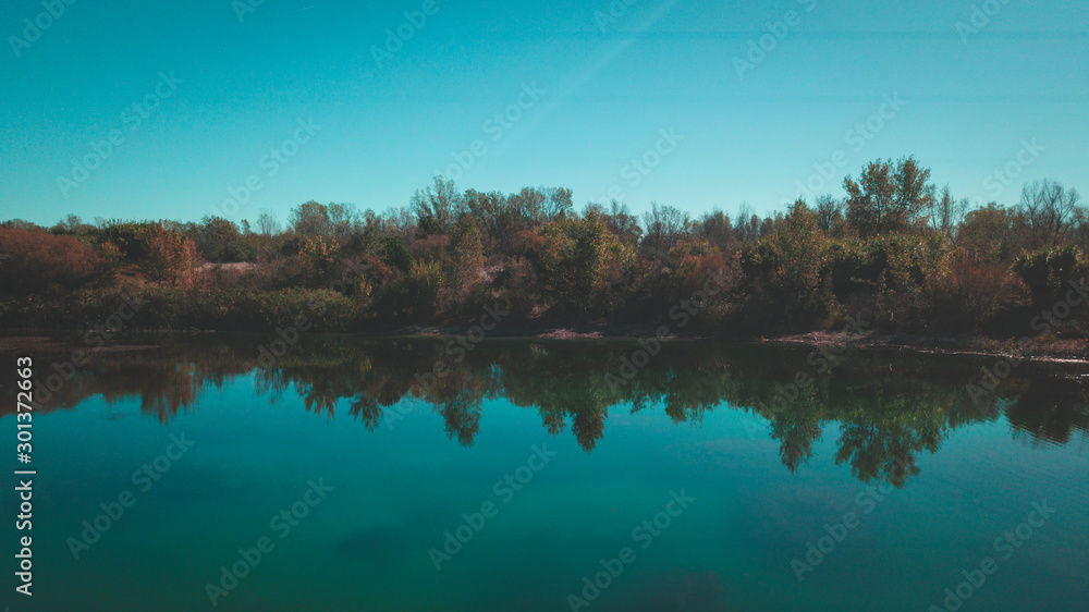 Obraz premium reflection of trees in lake