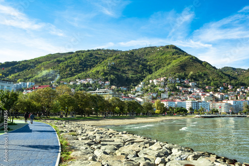 Boztepe, Ordu, Turkey - November 2019: Boztepe, black sea and house of Ordu City is very popular and memorable place in Ordu, Turkey. photo