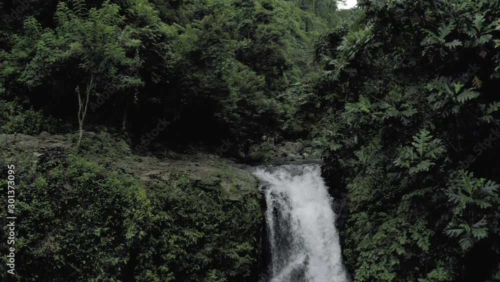 Waterfall in Bali Island tropical mountains 4K Drone flight Waterfall in Bali Island tropical mountains 4K Drone flight