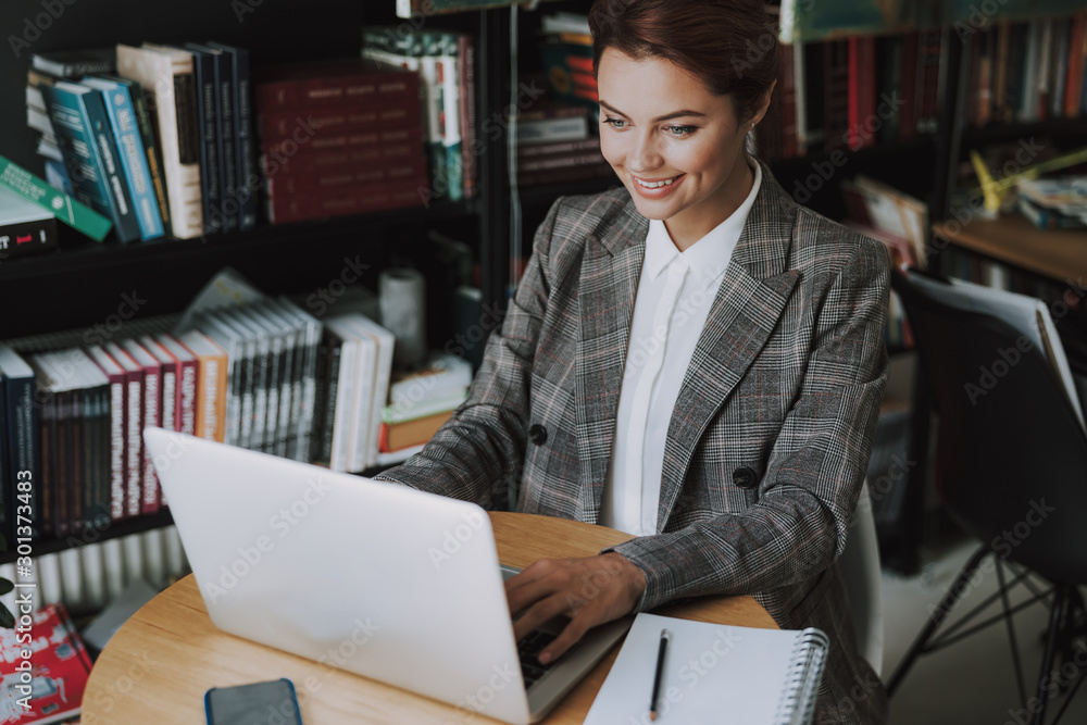 Excited to work at the new project stock photo