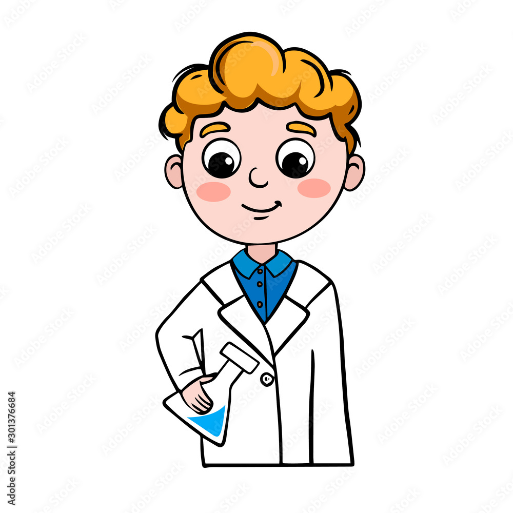 Illustration of a chemist, biologist on a white background Illustration of a chemist, biologist on a white background