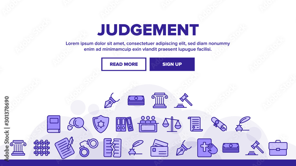 Judgement, Court Process Vector Thin Line Icons Set. Judgement, Trial Procedure Linear Pictograms. Legal Accusation, Litigation. Crime Investigation, Verdict, Indictment Oars Contour Illustrations