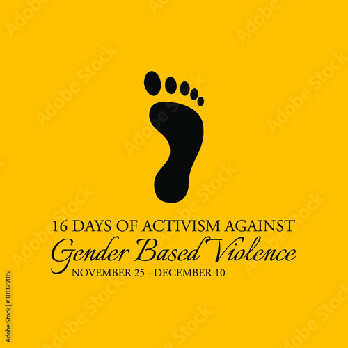 Vector illustration on the theme of Activism against gender based violence from 25th November to 10th December.
