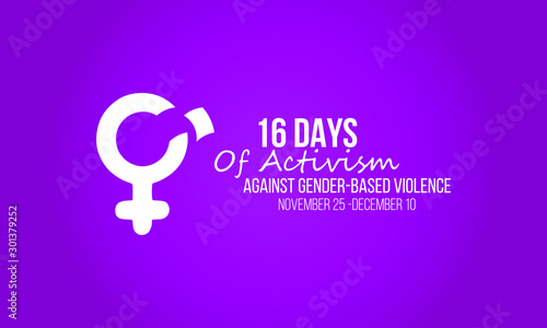 Vector illustration on the theme of Activism against gender based violence from 25th November to 10th December.