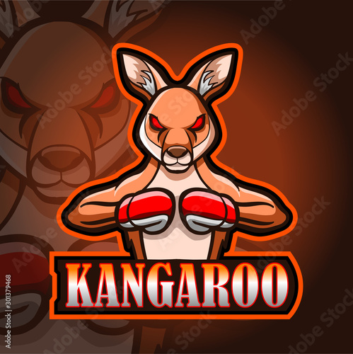 Kangaroo mascot esport logo design.