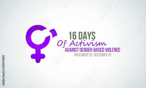 Vector illustration on the theme of Activism against gender based violence from 25th November to 10th December.