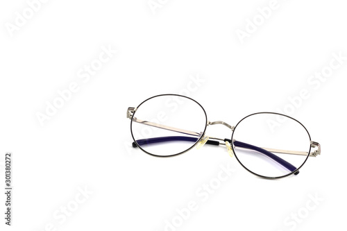 Retro Round eyeglasses isolated on white background. - Image