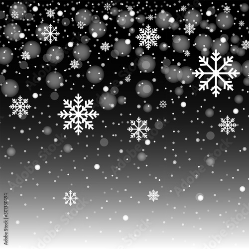 Christmas snow falling snowflakes isolated on transparent background vector illustration. EPS 10