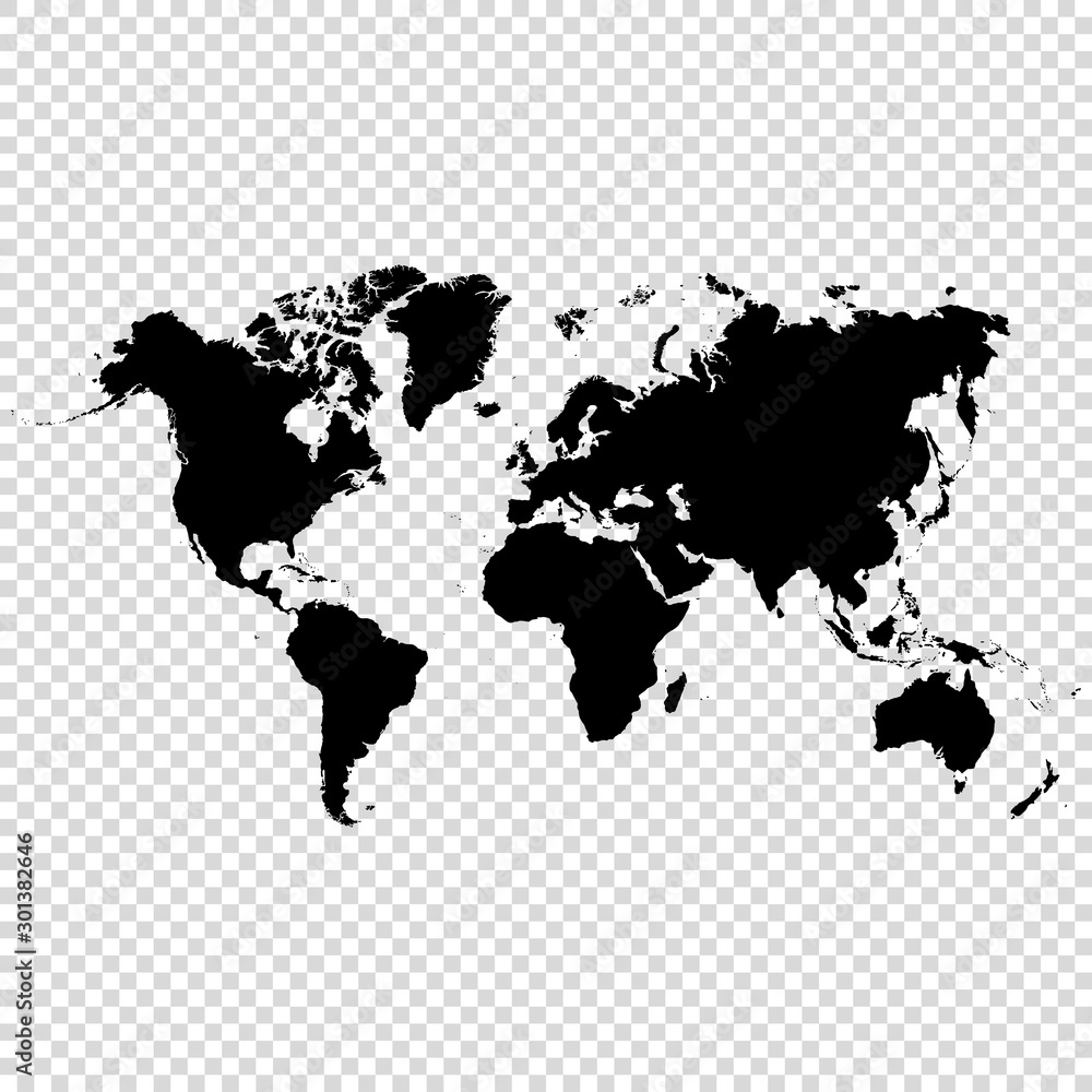 map of the world silhouette on transparent background Stock Vector | Adobe  Stock