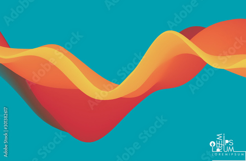Abstract wavy background with modern gradient colors. Trendy liquid design. Motion sound wave. Vector illustration for banners, flyers and presentation.