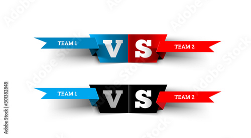 Versus design on white. Blue team versus red team. VS fight vector illustration for poster, infographics, etc.