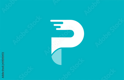alphabet letter P green white pastel color for company icon logo design
