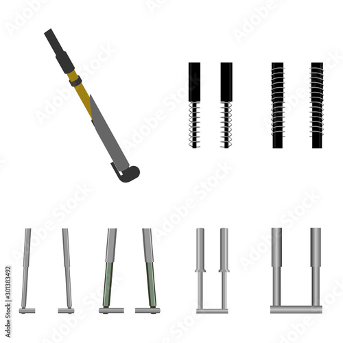Motorcycle shock absorbers with springs top, back, front view isolated vector illustration