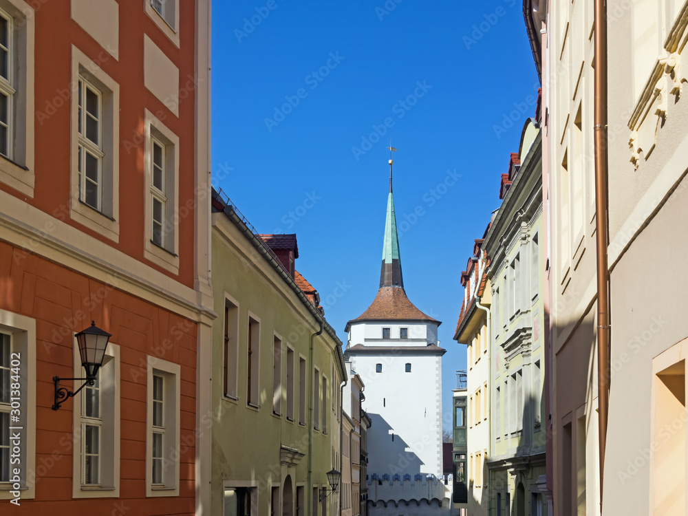 Obraz premium Altstadt von Bautzen, Sachsen, Deutschland, mit Schülerturm