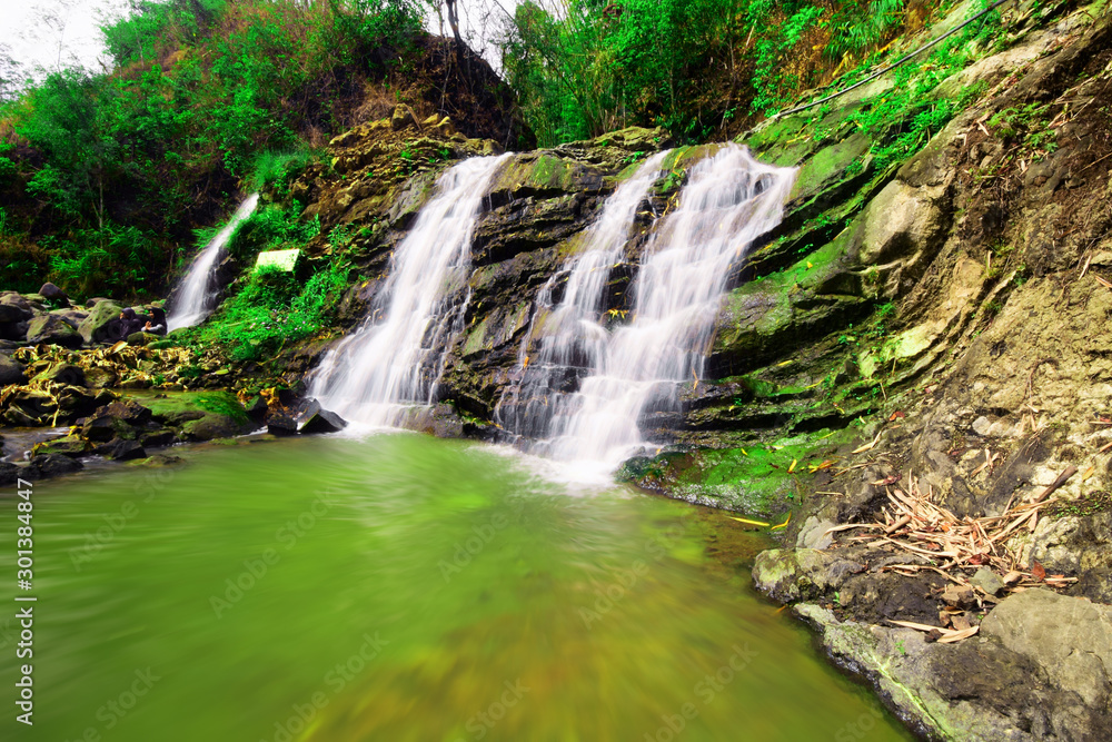 Natural waterfalls in the middle of the forest, waterfalls in Semarang, Central Java