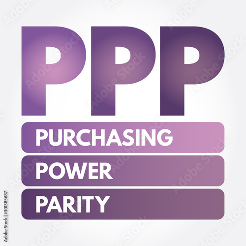 PPP - Purchasing Power Parity acronym, business concept background