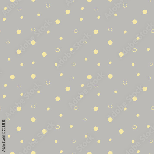 Abstract geometric seamless pattern with yellow circles on grey background. Modern abstract design for wallpaper  fashion  cover  fabric  interior decor  wrapping paper  etc. 