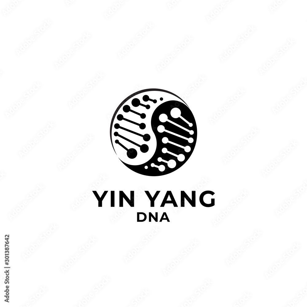 DNA Yin and Yang Logo Vector Icon Illustration